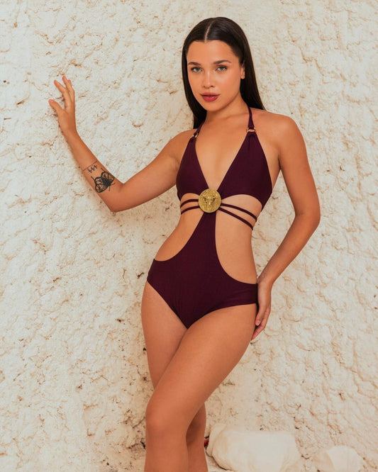 Burgundy Biltz Maillot